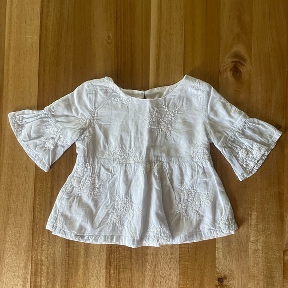 Janie & Jack Light Blue Top with White Embroidery, Size 2T - Picture 1 of 4